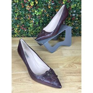 LK Bennett Jillie Heels Red Wine Genuine Leather Bow Tie‎ Women’s EUR 41 US 10